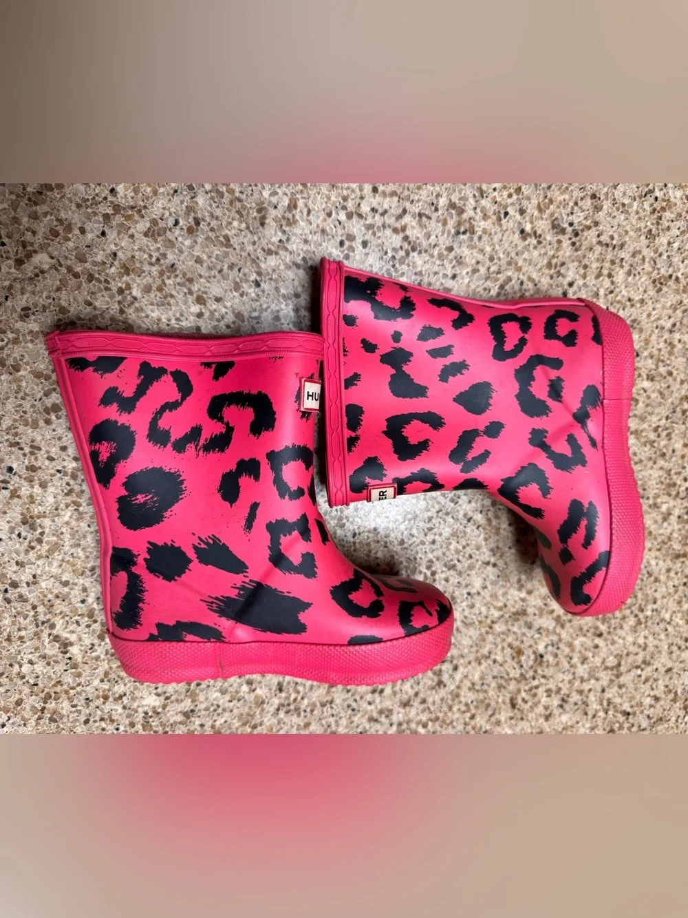 Hunter First Children's Classic Hot Pink Leopard Print Rain Boots